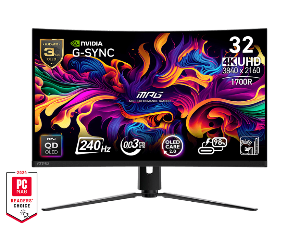 MSI MPG 321URX QD-OLED 31.5インチ　240hz MSI MPG 321CURX 31.5” Curved QD-OLED UHD Gaming Monitor – 240Hz